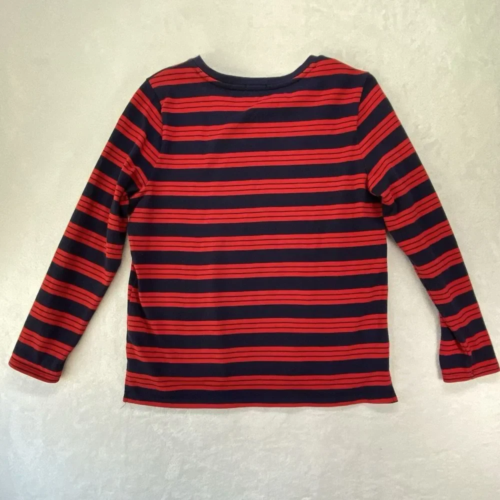 Gap top Womens M Red Blue Striped Crew Neck Long‎ Sleeve Shirt cotton - Picture 8 of 9